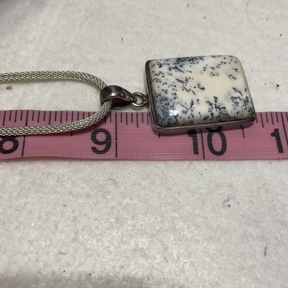 Dendritic Jasper and sterling pendant on 18” sterling chain - Picture 9 of 12
